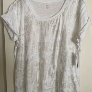 A.N.A white with gold front short sleeve t-shirt/top.